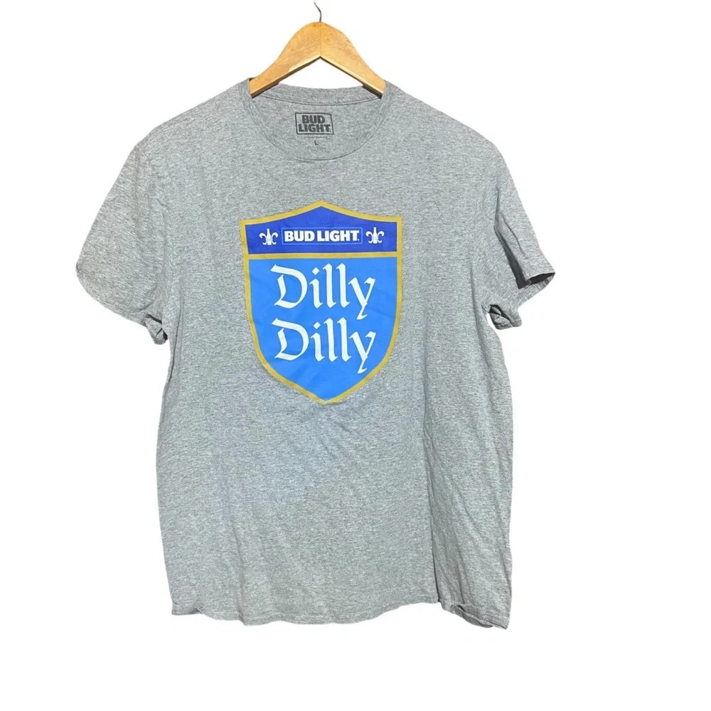 Bud Light Unisex Dilly‎ Dilly Blue Gray Graphic T Shirt Size Large